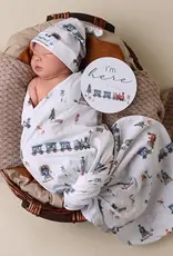 Snuggle Hunny Kids Snuggle Hunny Trains Organic Jersey Wrap & Beanie Set