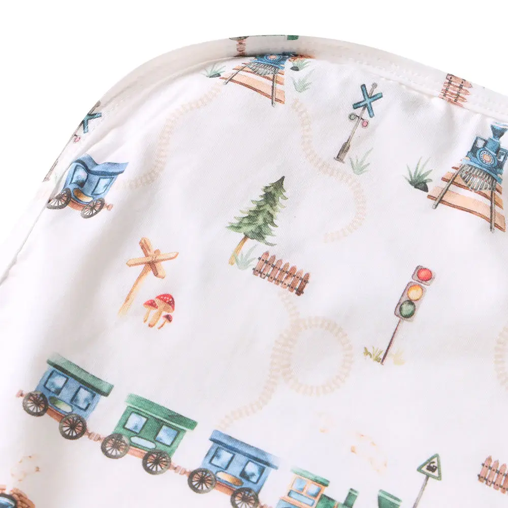 Snuggle Hunny Kids Snuggle Hunny Trains Organic Jersey Wrap & Beanie Set