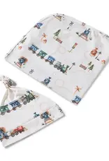 Snuggle Hunny Kids Snuggle Hunny Trains Organic Jersey Wrap & Beanie Set
