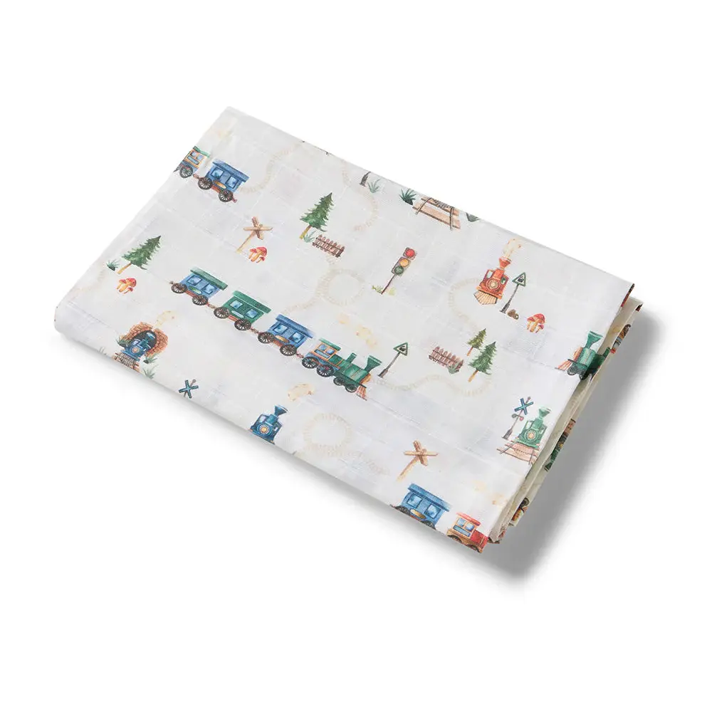Snuggle Hunny Kids Snuggle Hunny Trains Organic Muslin Wrap