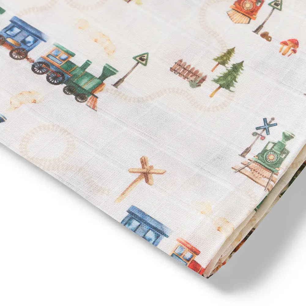 Snuggle Hunny Kids Snuggle Hunny Trains Organic Muslin Wrap