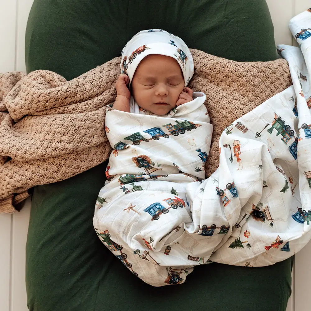 Snuggle Hunny Kids Snuggle Hunny Trains Organic Muslin Wrap