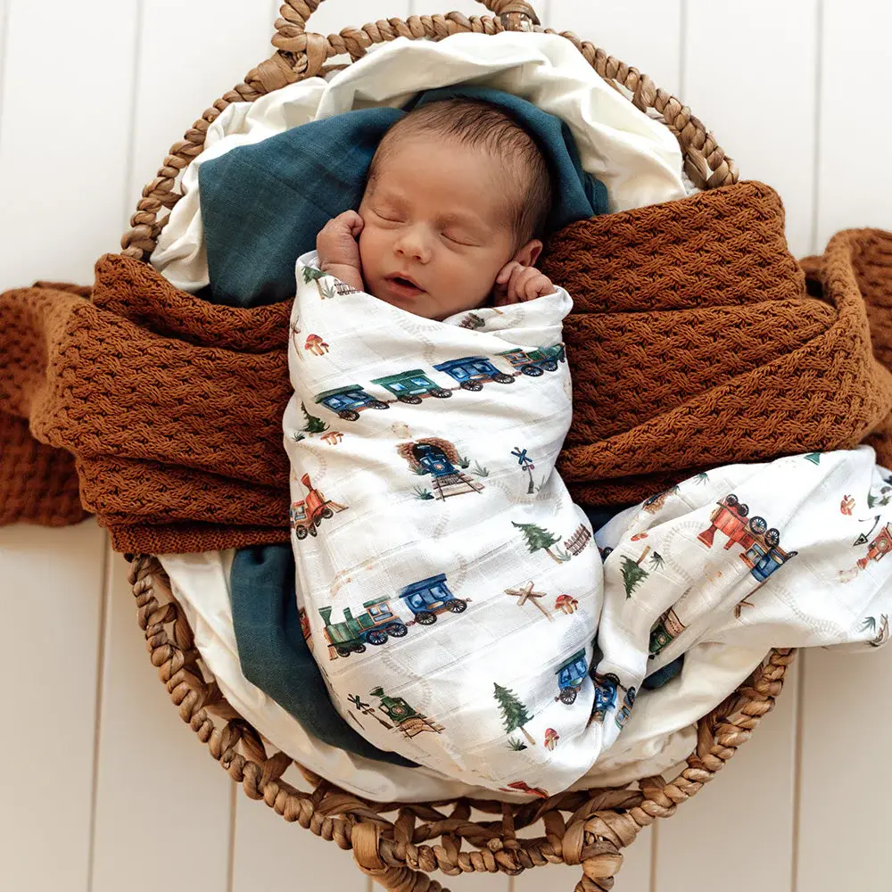 Snuggle Hunny Kids Snuggle Hunny Trains Organic Muslin Wrap