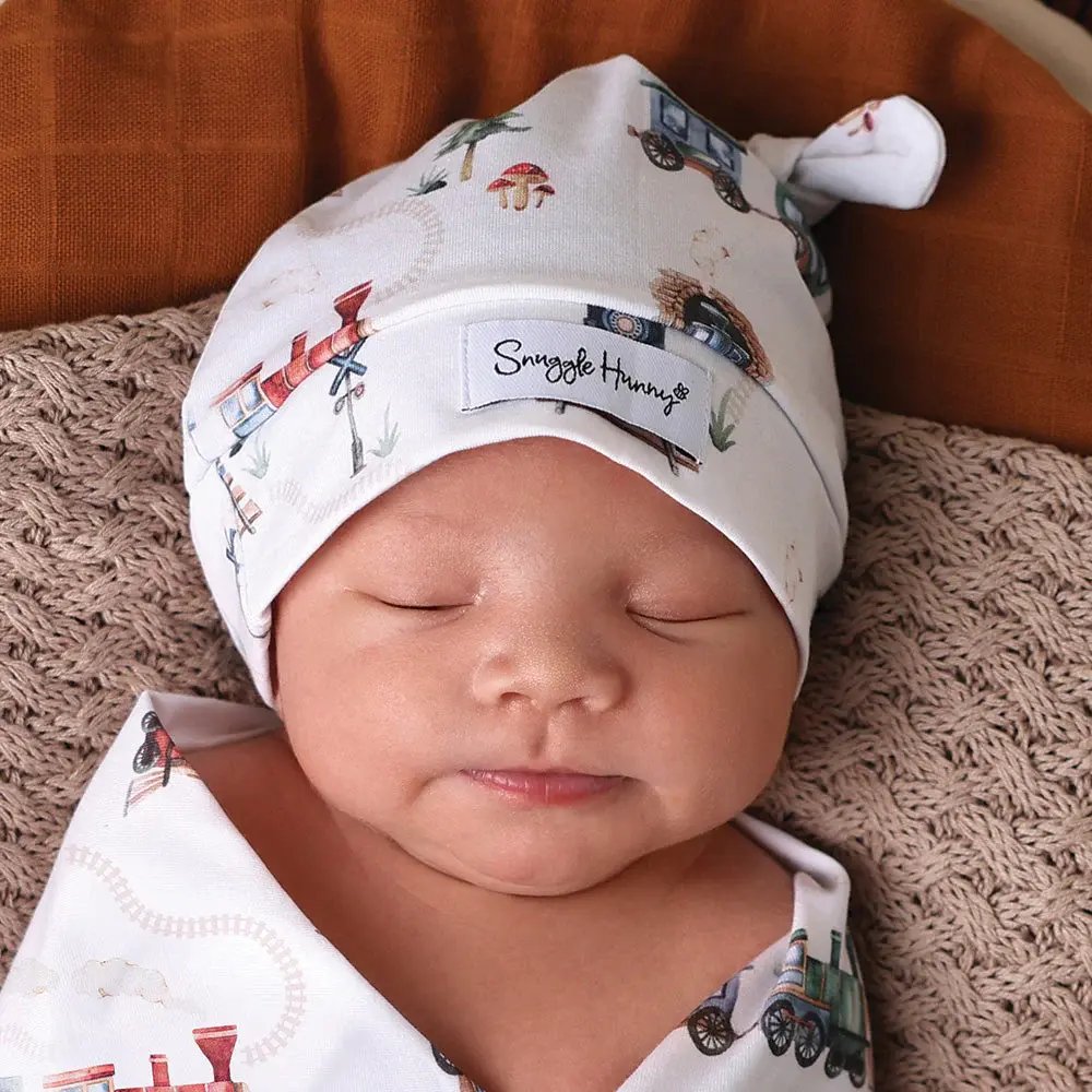 Snuggle Hunny Kids Snuggle Hunny Trains Organic Knotted Beanie