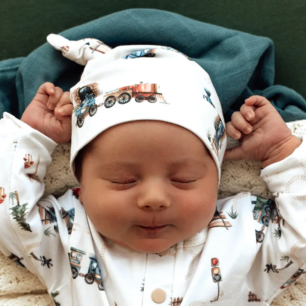Snuggle Hunny Kids Snuggle Hunny Trains Organic Knotted Beanie