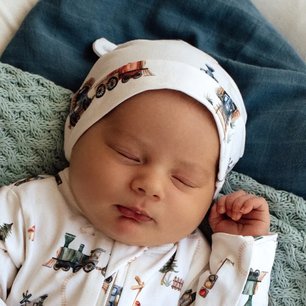 Snuggle Hunny Kids Snuggle Hunny Trains Organic Knotted Beanie