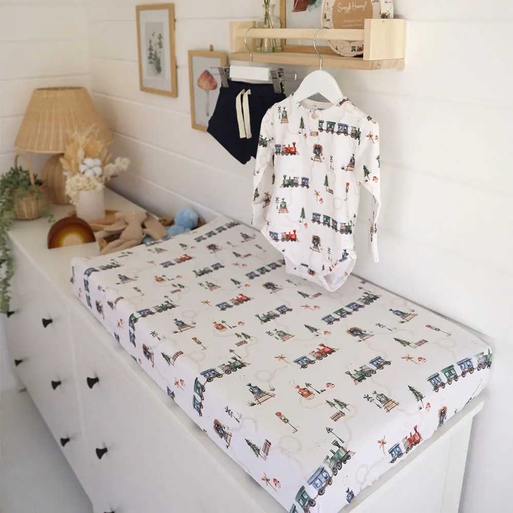 Snuggle Hunny Kids Snuggle Hunny Trains Organic Bassinet Sheet / Change Pad Cover