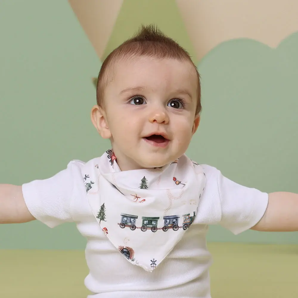 Snuggle Hunny Kids Snuggle Hunny Trains Organic Dribble Bib
