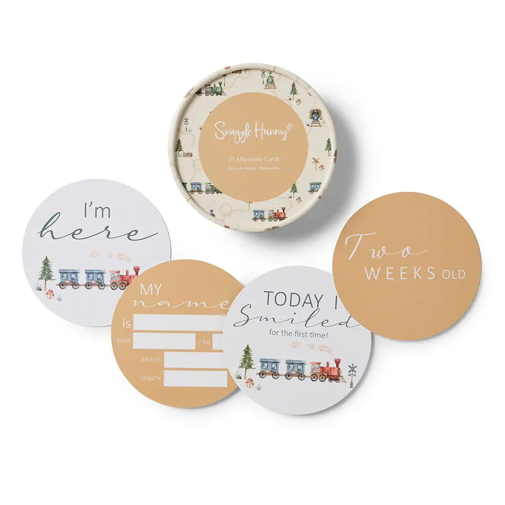 Snuggle Hunny Kids Snuggle Hunny Trains & Pebble Reversible Milestone Cards
