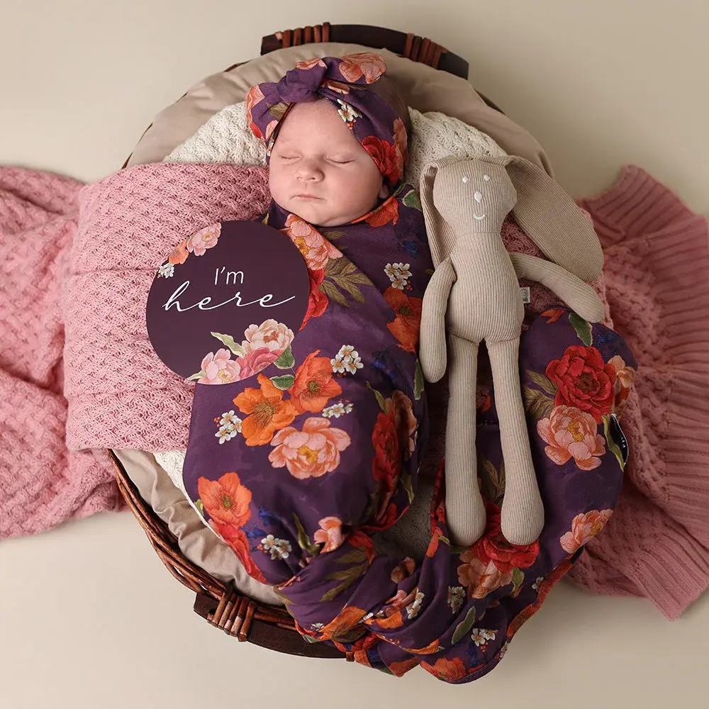 Snuggle Hunny Kids Snuggle Hunny Sienna Organic Jersey Wrap & Topknot Set