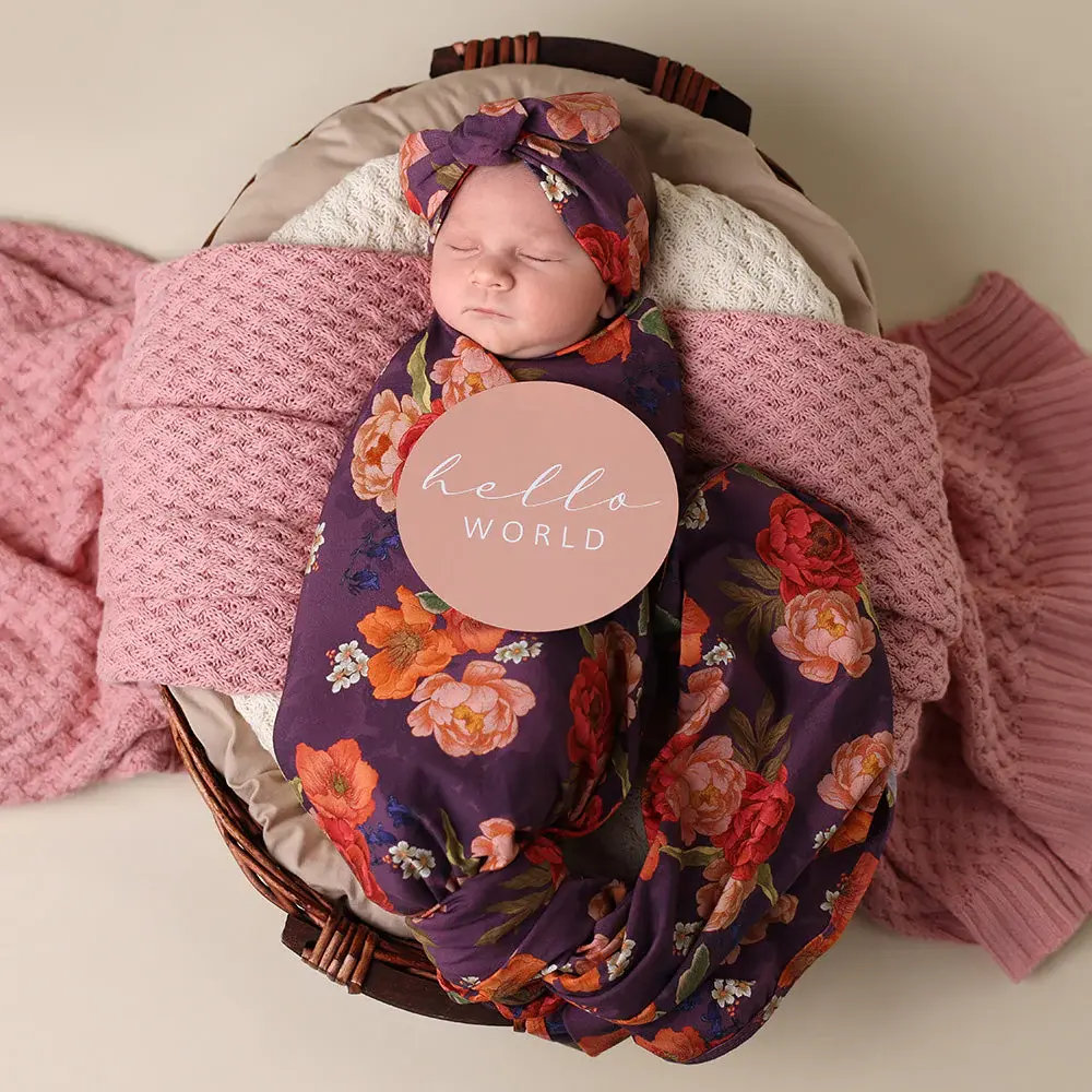 Snuggle Hunny Kids Snuggle Hunny Sienna Organic Jersey Wrap & Topknot Set