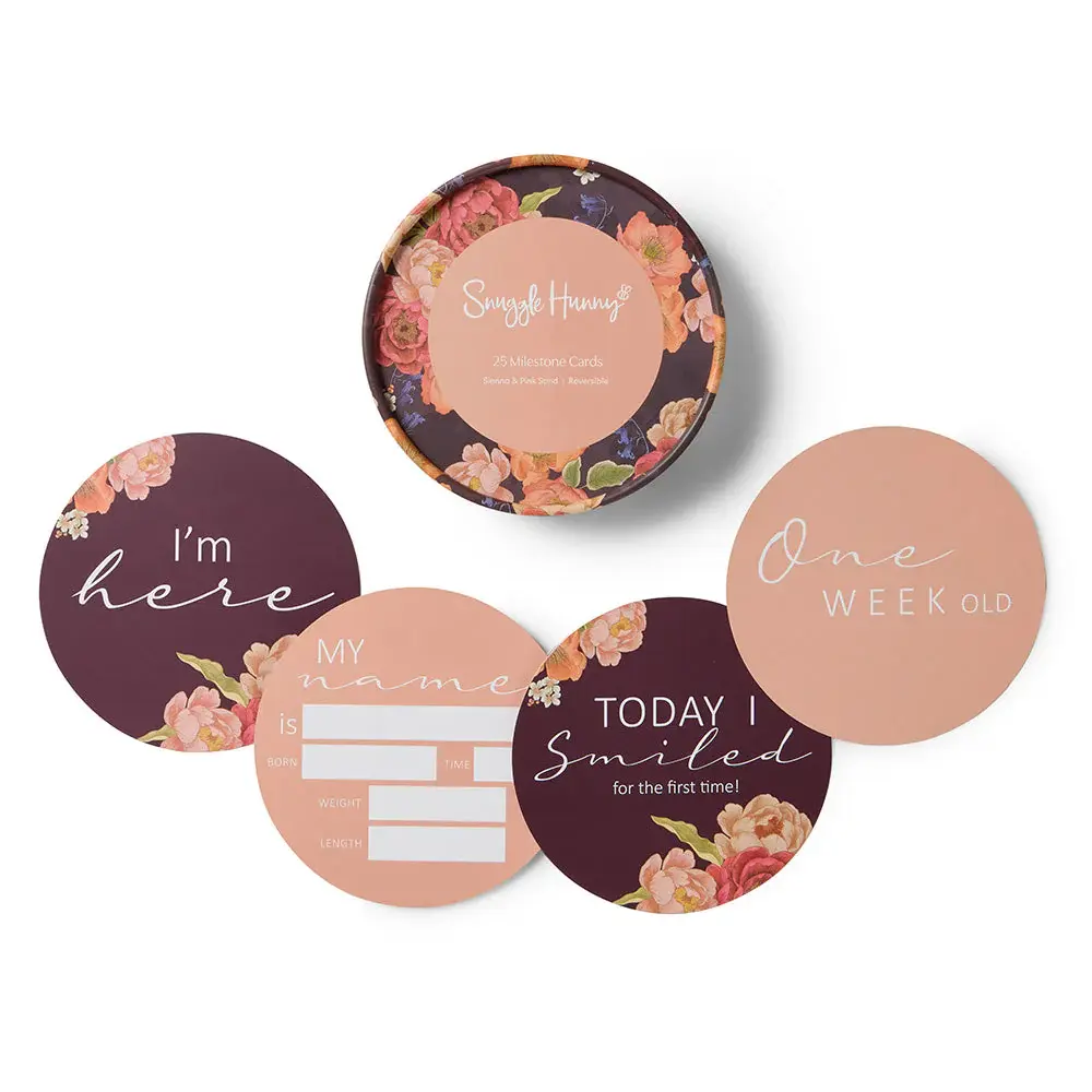 Snuggle Hunny Kids Snuggle Hunny Sienna & Pink Sand Reversible Milestone Cards