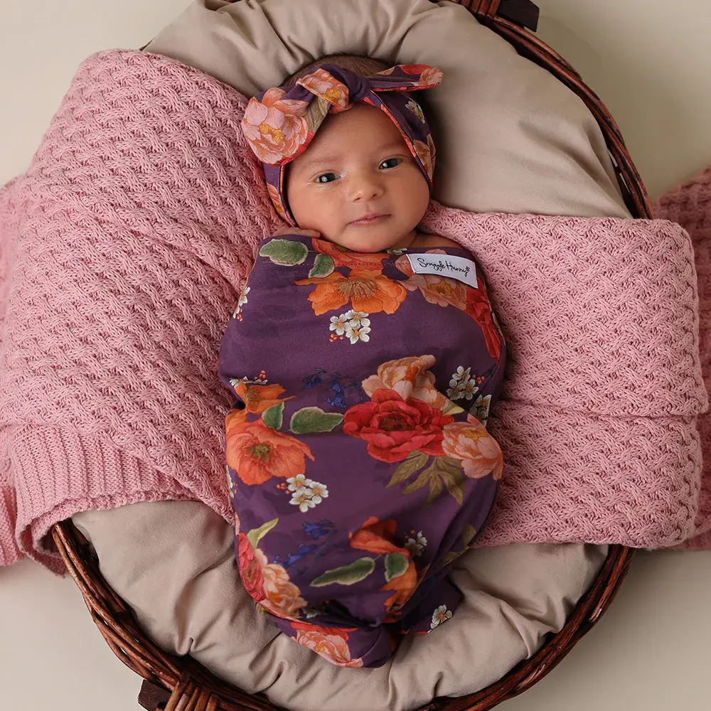 Snuggle Hunny Kids Snuggle Hunny Sienna Organic Snuggle Swaddle & Topknot Set