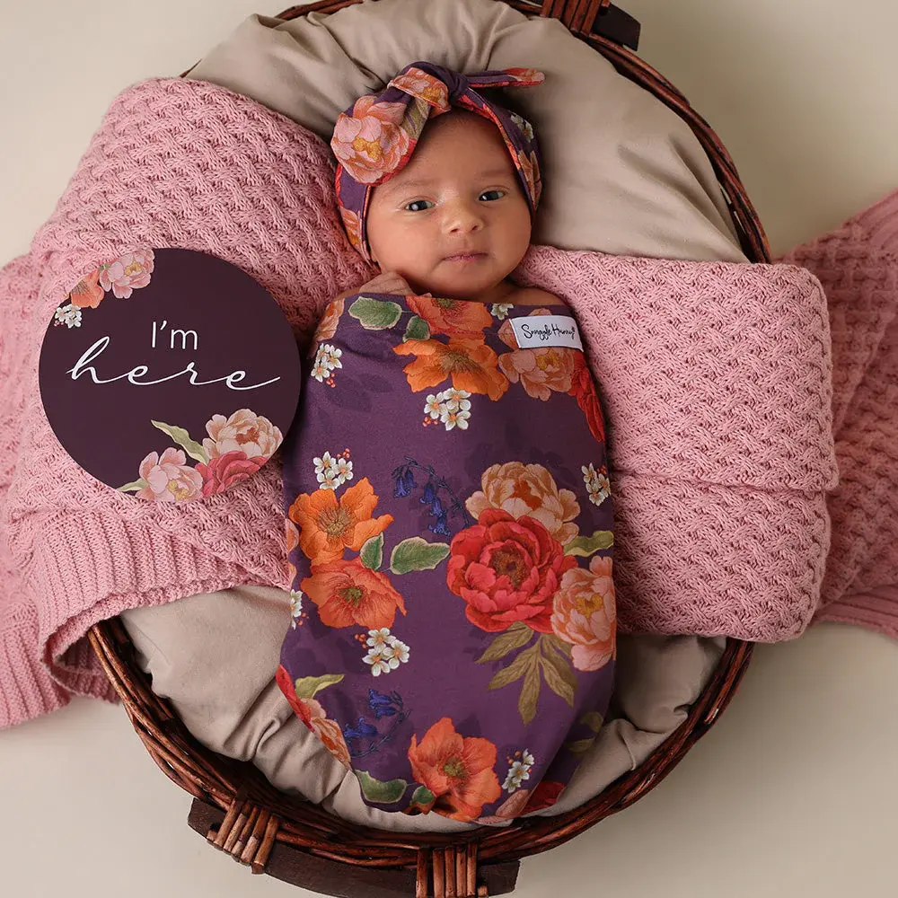 Snuggle Hunny Kids Snuggle Hunny Sienna Organic Snuggle Swaddle & Topknot Set