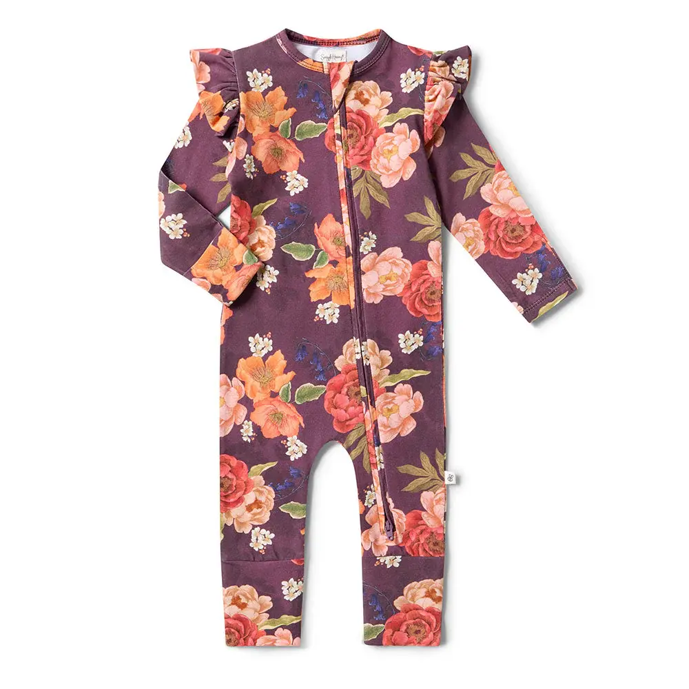 Snuggle Hunny Kids Snuggle Hunny Sienna Organic Snugglesuit Convertible Romper with Frill