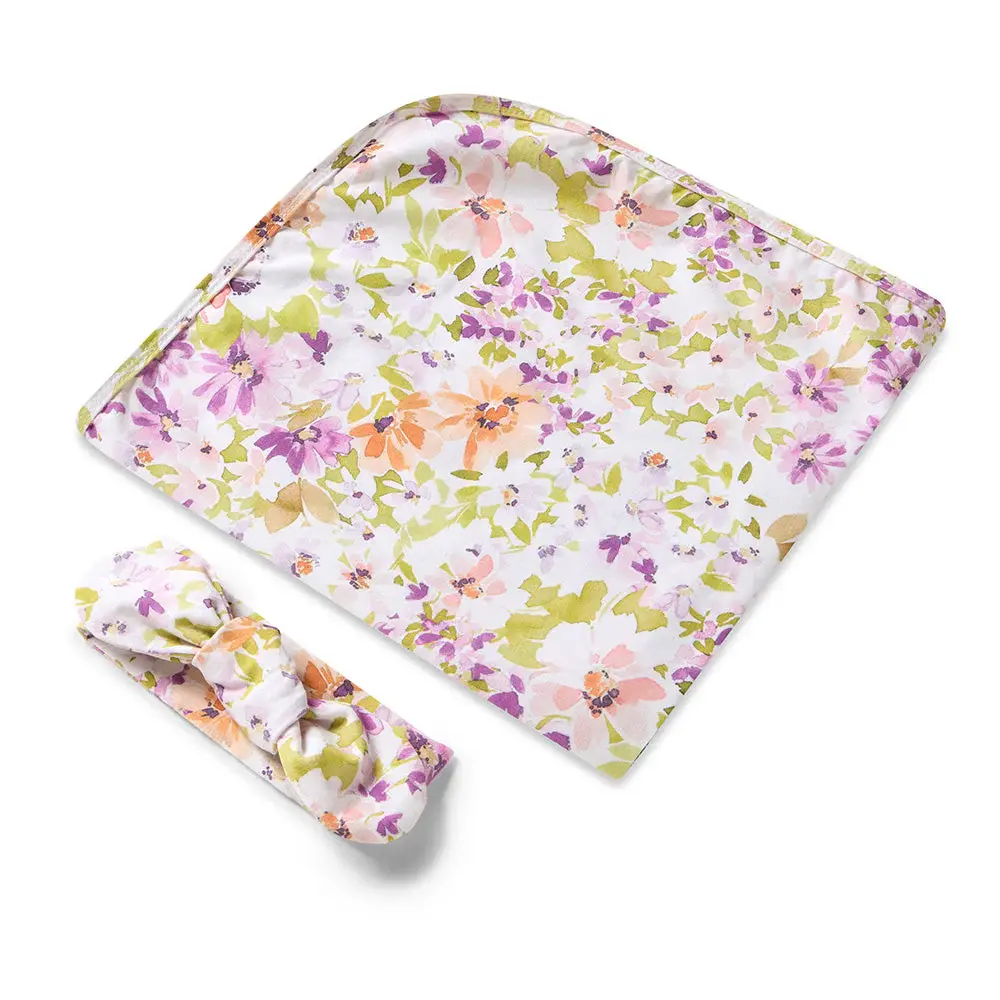 Snuggle Hunny Kids Snuggle Hunny Isla Organic Jersey Wrap & Topknot Set