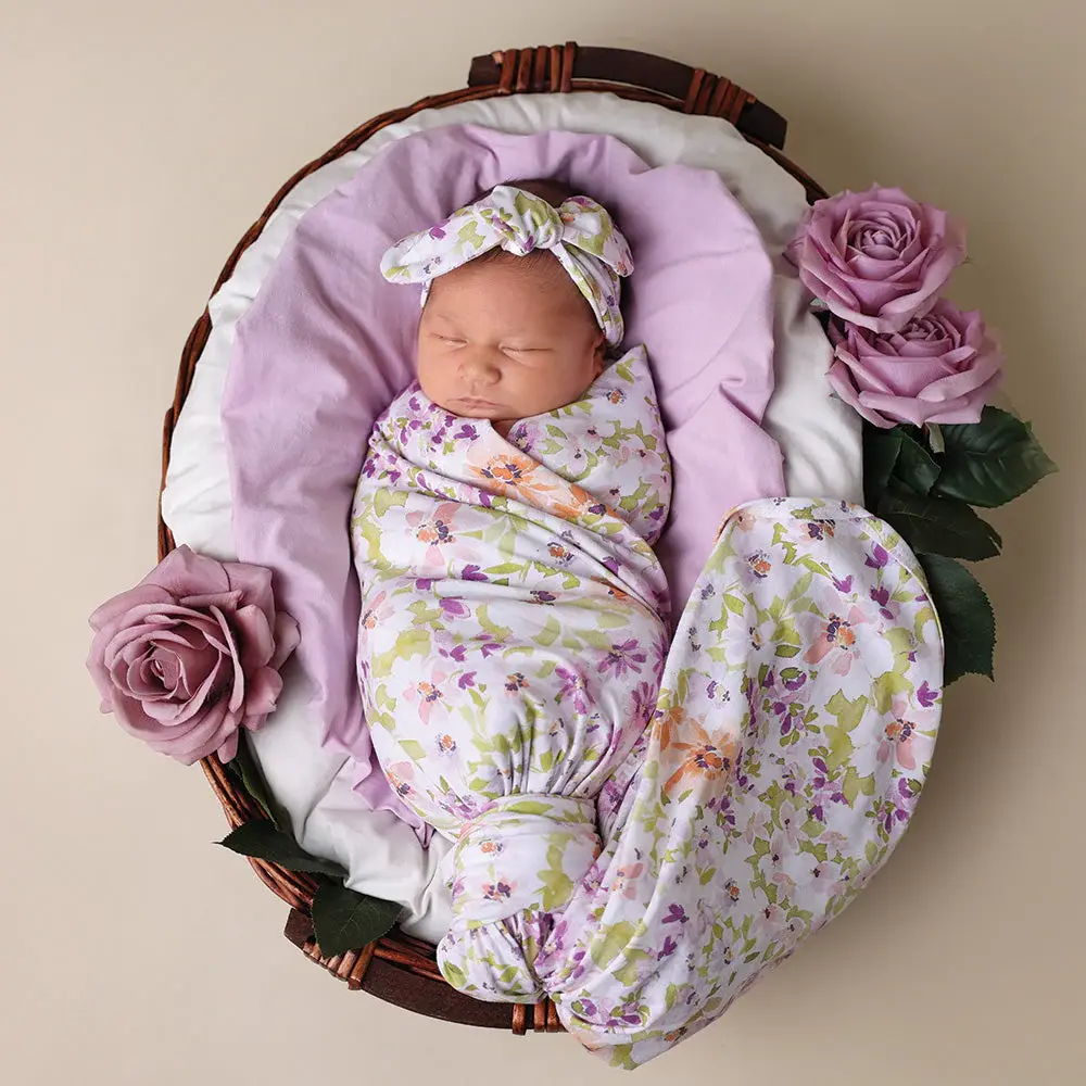 Snuggle Hunny Kids Snuggle Hunny Isla Organic Jersey Wrap & Topknot Set