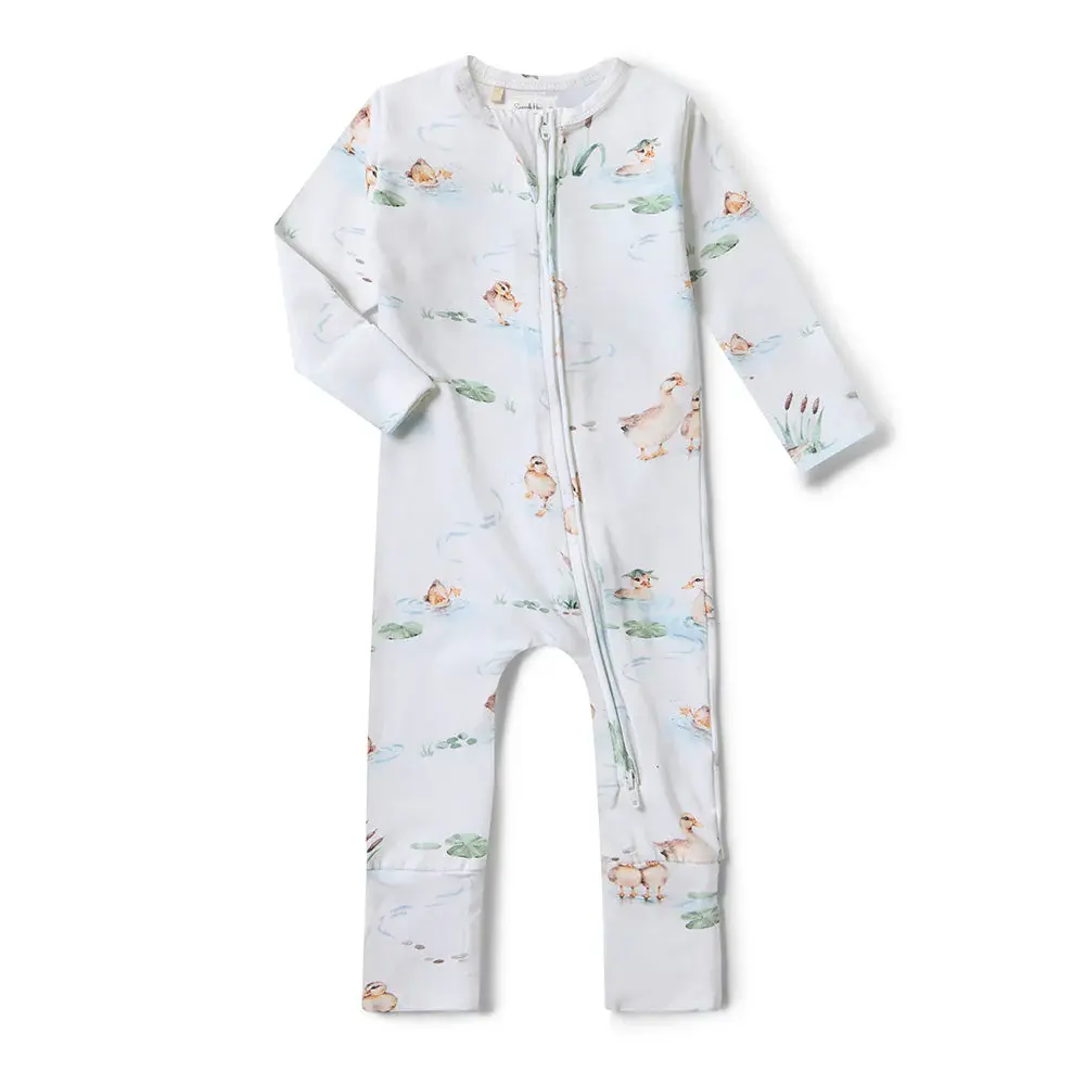 Snuggle Hunny Kids Snuggle Hunny Duck Pond Organic Snugglesuit Convertible Romper