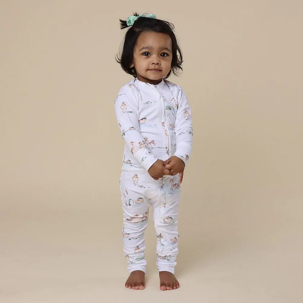 Snuggle Hunny Kids Snuggle Hunny Duck Pond Organic Snugglesuit Convertible Romper