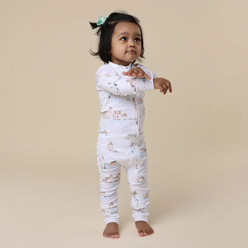 Snuggle Hunny Kids Snuggle Hunny Duck Pond Organic Snugglesuit Convertible Romper