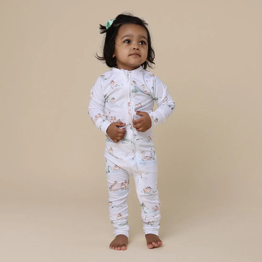 Snuggle Hunny Kids Snuggle Hunny Duck Pond Organic Snugglesuit Convertible Romper