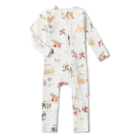 Snuggle Hunny Kids Snuggle Hunny Diggers & Tractors Organic Snugglesuit Convertible Romper