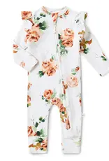 Snuggle Hunny Kids Snuggle Hunny Rosebud Organic Snugglesuit Convertible Romper with Frill