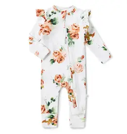 Snuggle Hunny Kids Snuggle Hunny Rosebud Organic Snugglesuit Convertible Romper with Frill