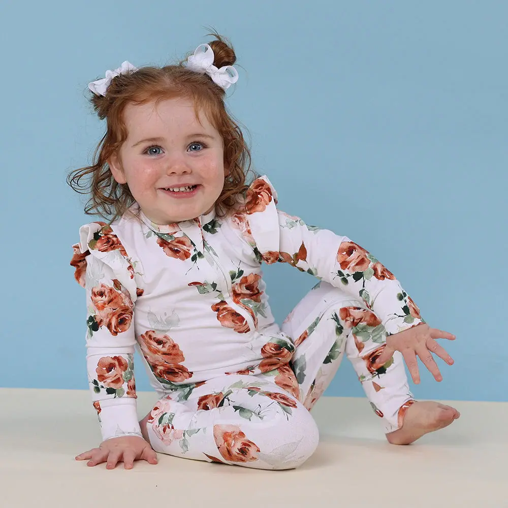 Snuggle Hunny Kids Snuggle Hunny Rosebud Organic Snugglesuit Convertible Romper with Frill