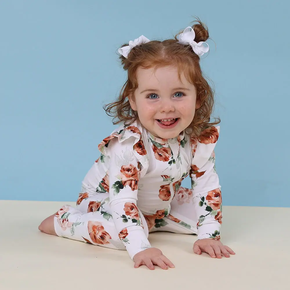 Snuggle Hunny Kids Snuggle Hunny Rosebud Organic Snugglesuit Convertible Romper with Frill