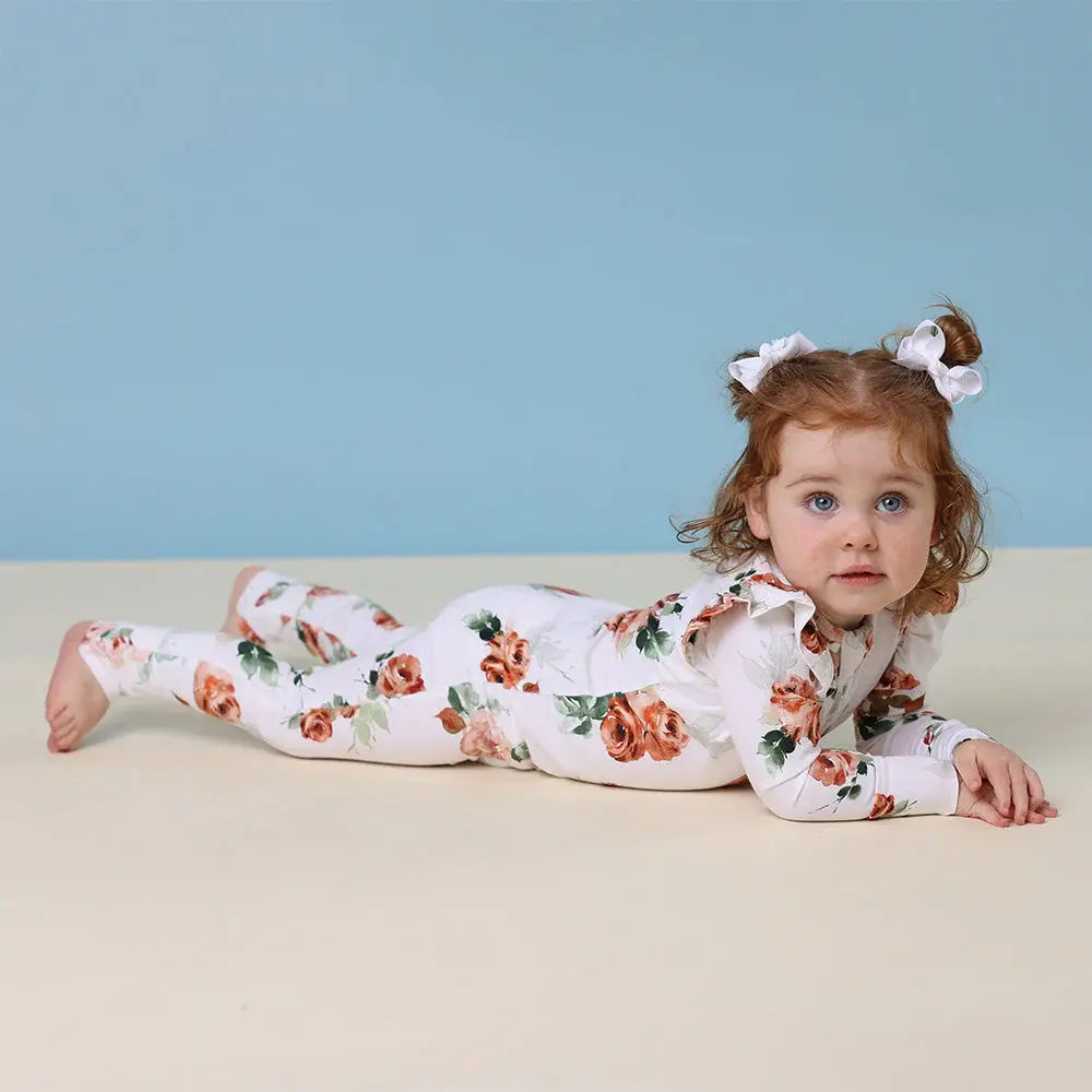 Snuggle Hunny Kids Snuggle Hunny Rosebud Organic Snugglesuit Convertible Romper with Frill