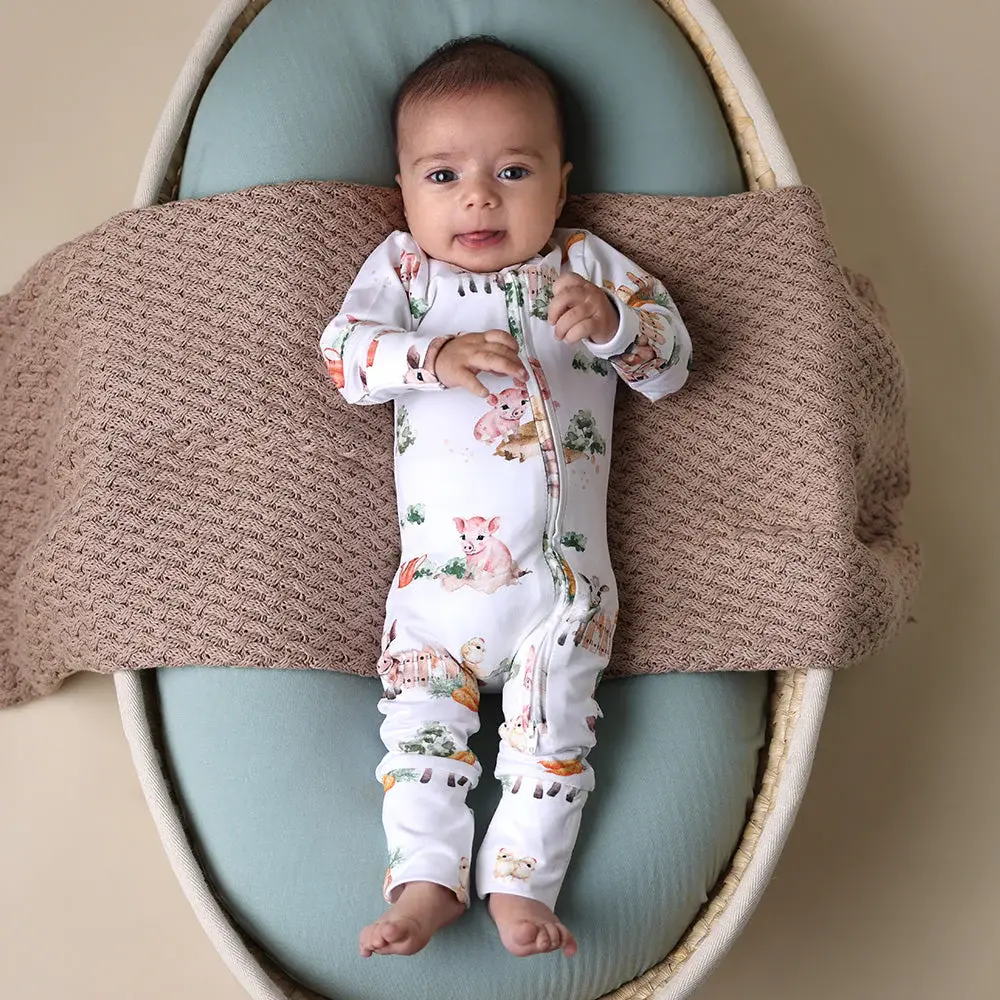Snuggle Hunny Kids Snuggle Hunny Farm Organic Snugglesuit Convertible Romper