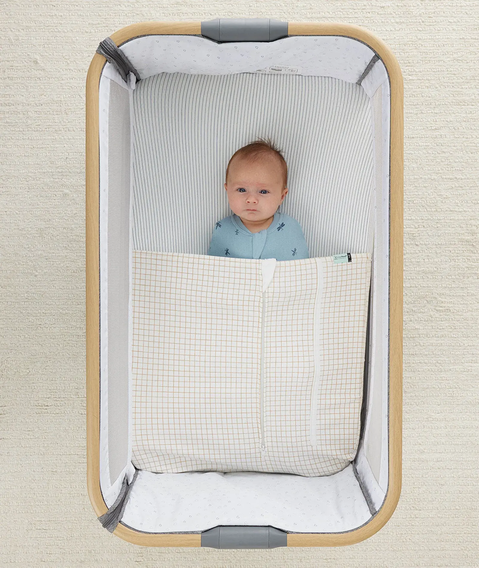 ErgoPouch ErgoPouch HugMe Blanket 1.0 & 2.5 TOG Cot - Caramel Grid
