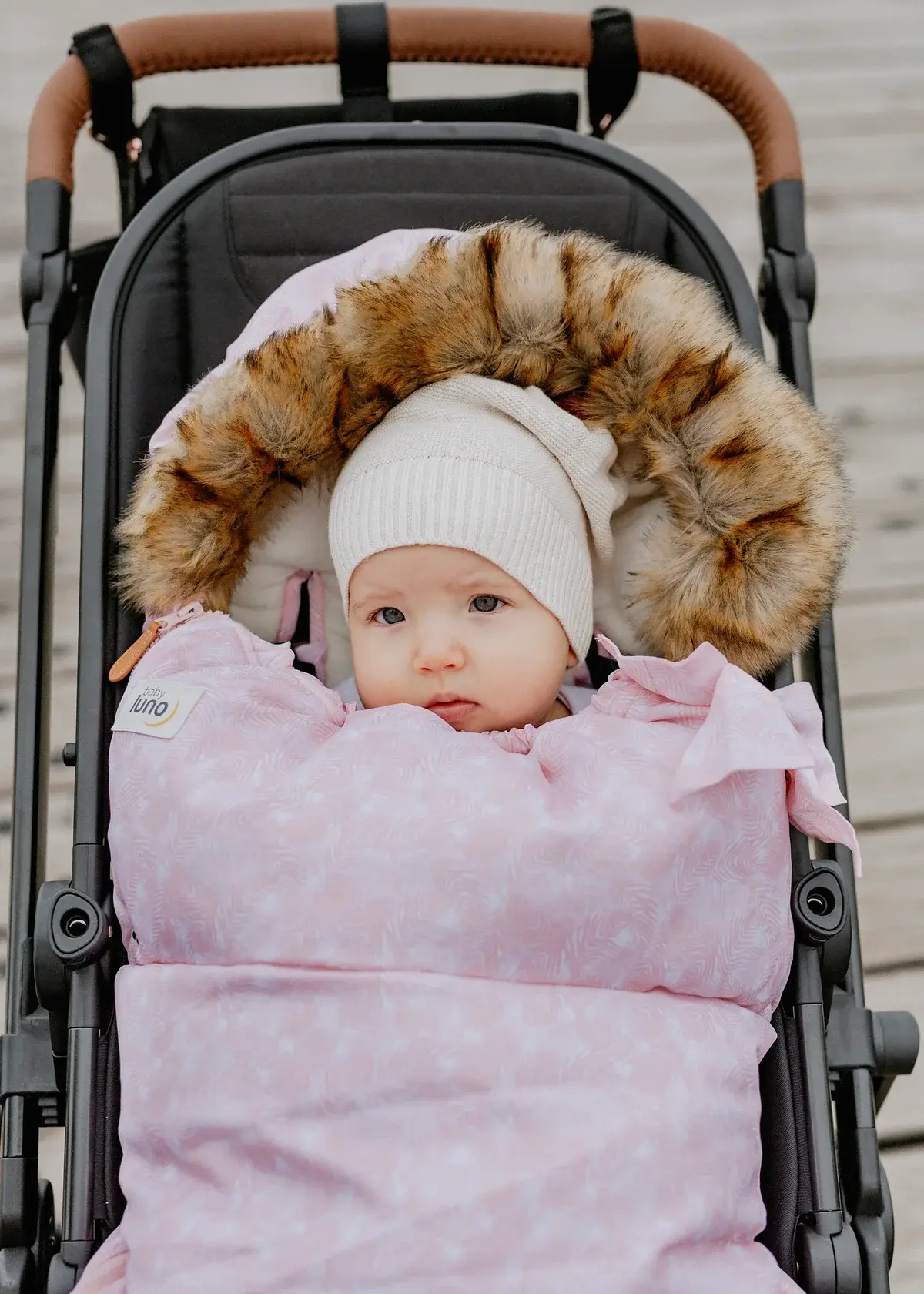 Baby Luno Baby Luno Nordic Footmuff Pram Liner - Pink Feather