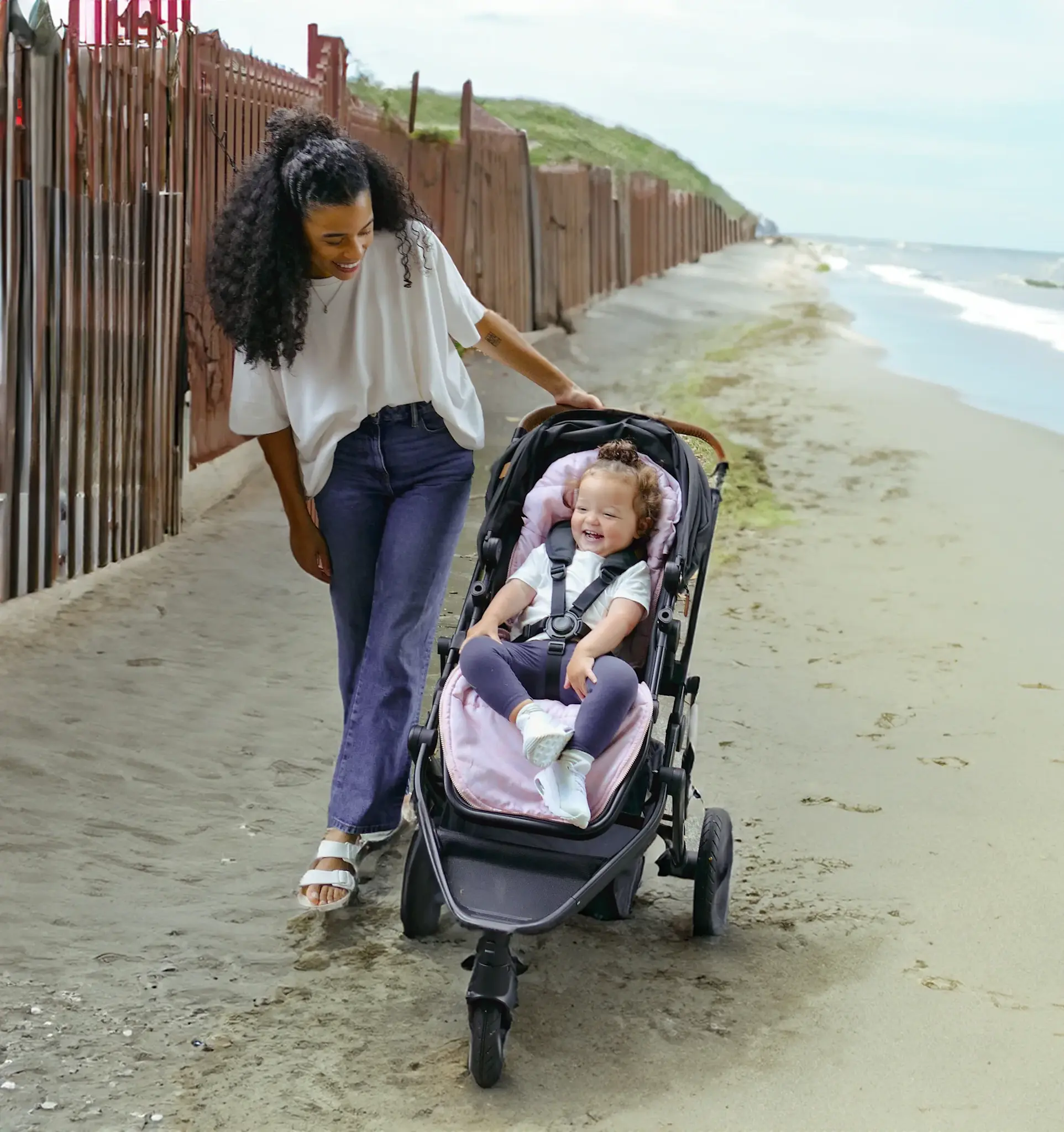 Baby Luno Baby Luno Nordic Footmuff Pram Liner - Pink Feather