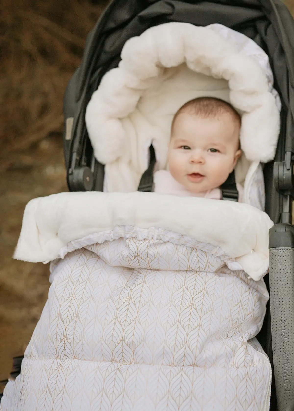 Baby Luno Baby Luno Nordic Footmuff Pram Liner -White Gold