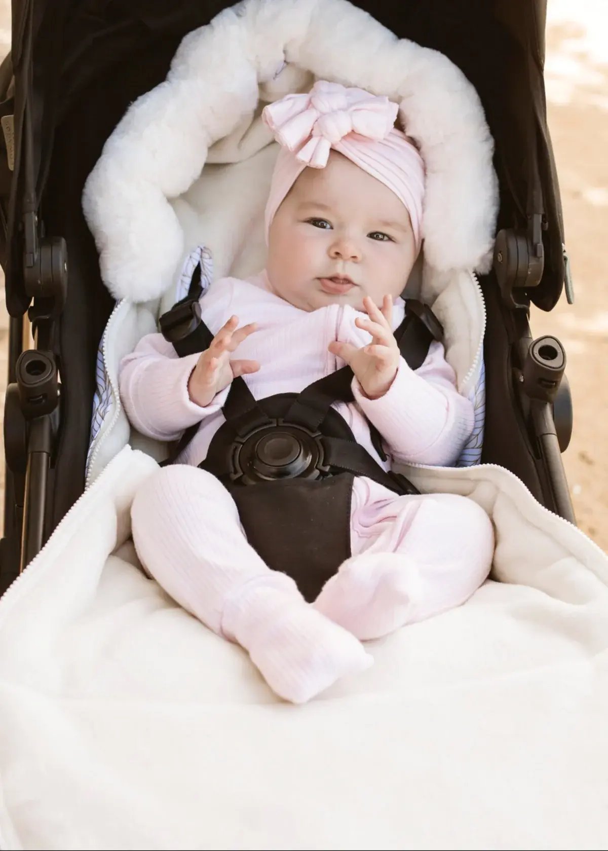 Baby Luno Baby Luno Nordic Footmuff Pram Liner -White Gold