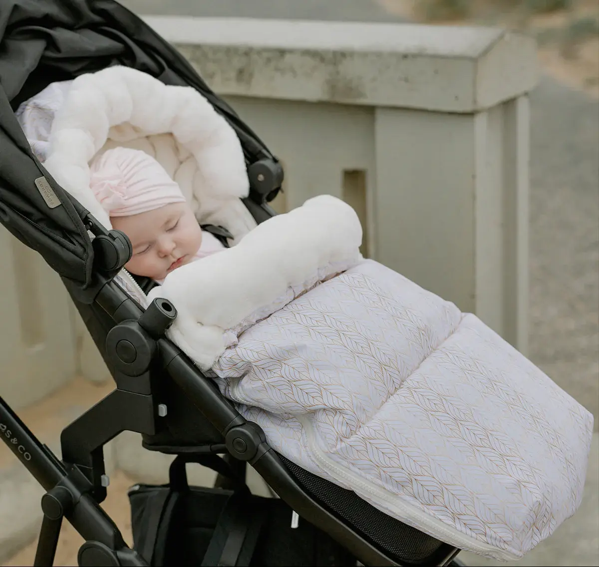 Baby Luno Baby Luno Nordic Footmuff Pram Liner -White Gold
