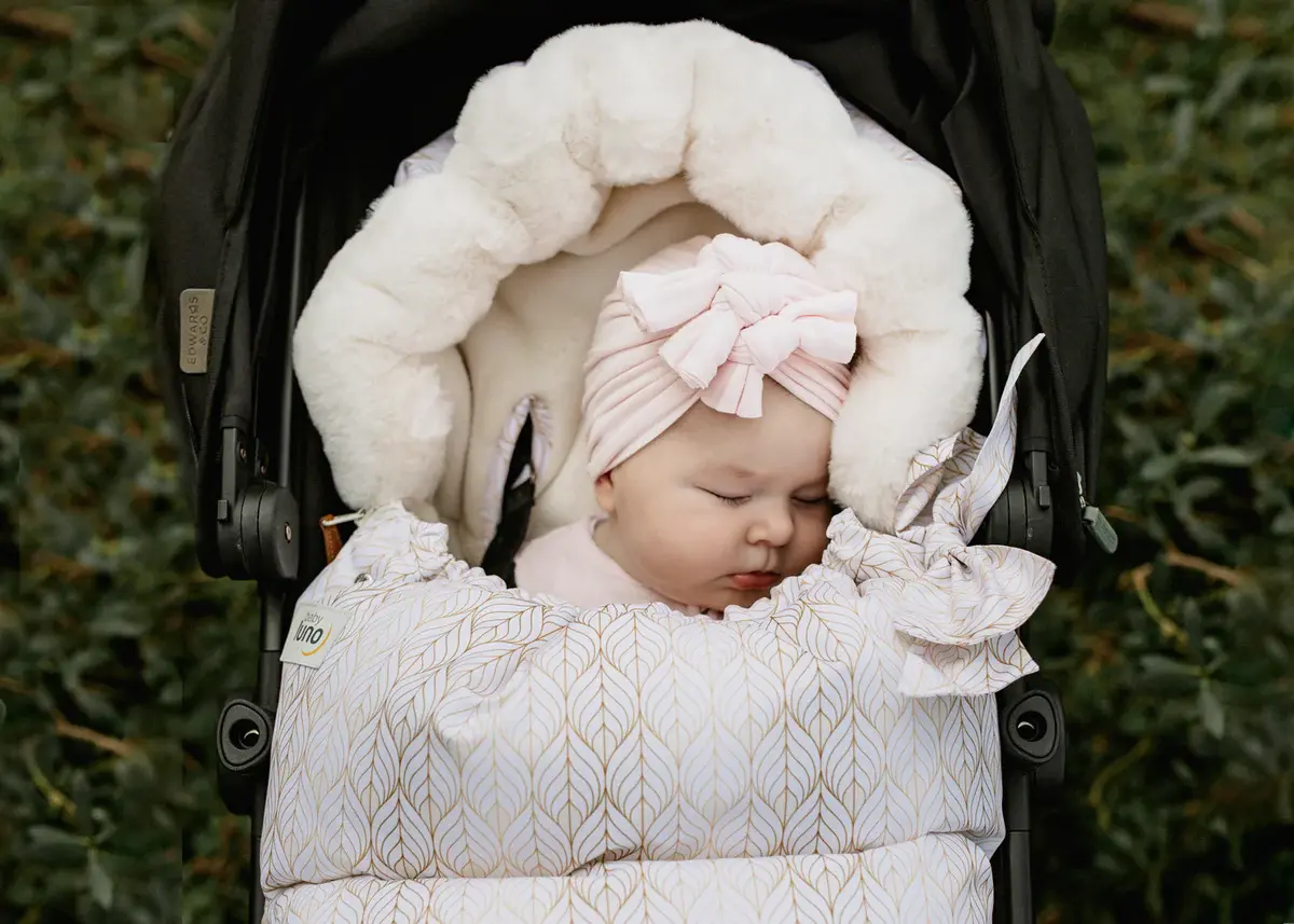 Baby Luno Baby Luno Nordic Footmuff Pram Liner -White Gold