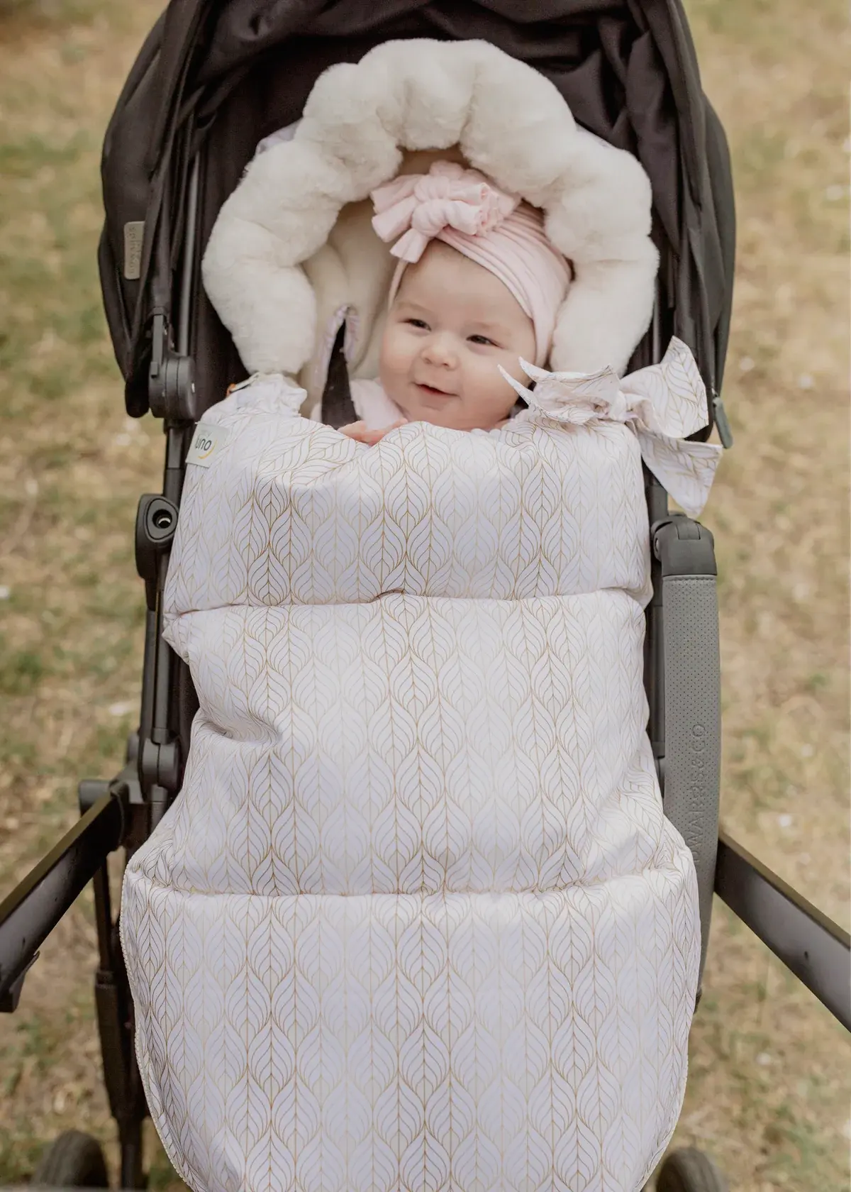 Baby Luno Baby Luno Nordic Footmuff Pram Liner -White Gold