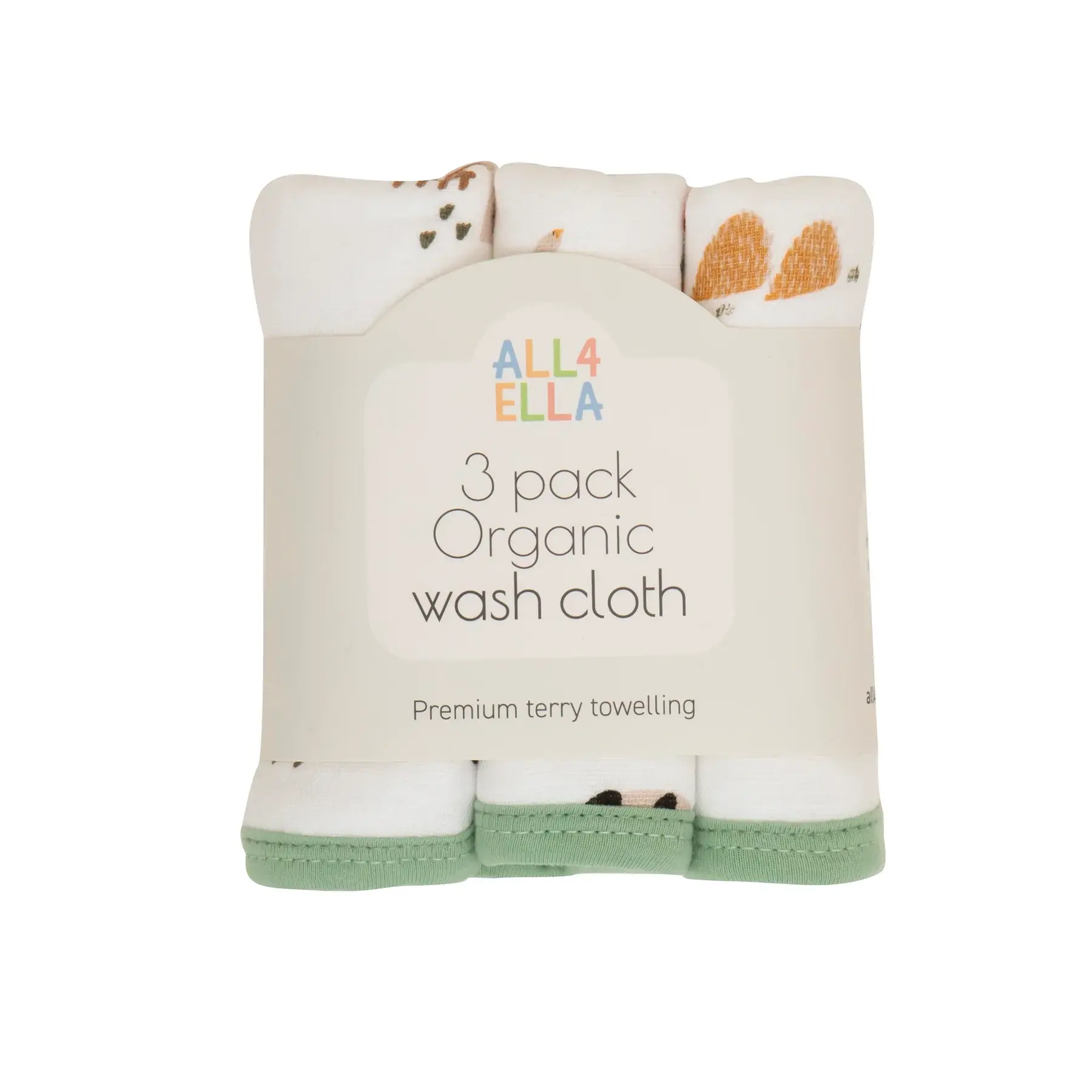 All4Ella All4Ella Face Washers 3pk Country Farm
