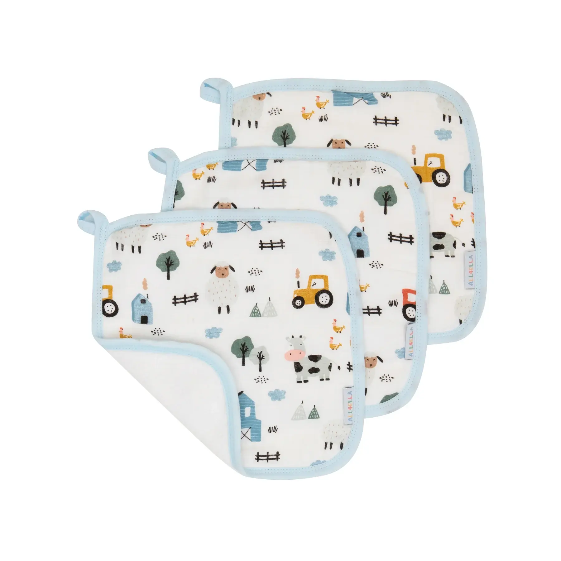 All4Ella All4Ella Face Washers 3pk Barnyard