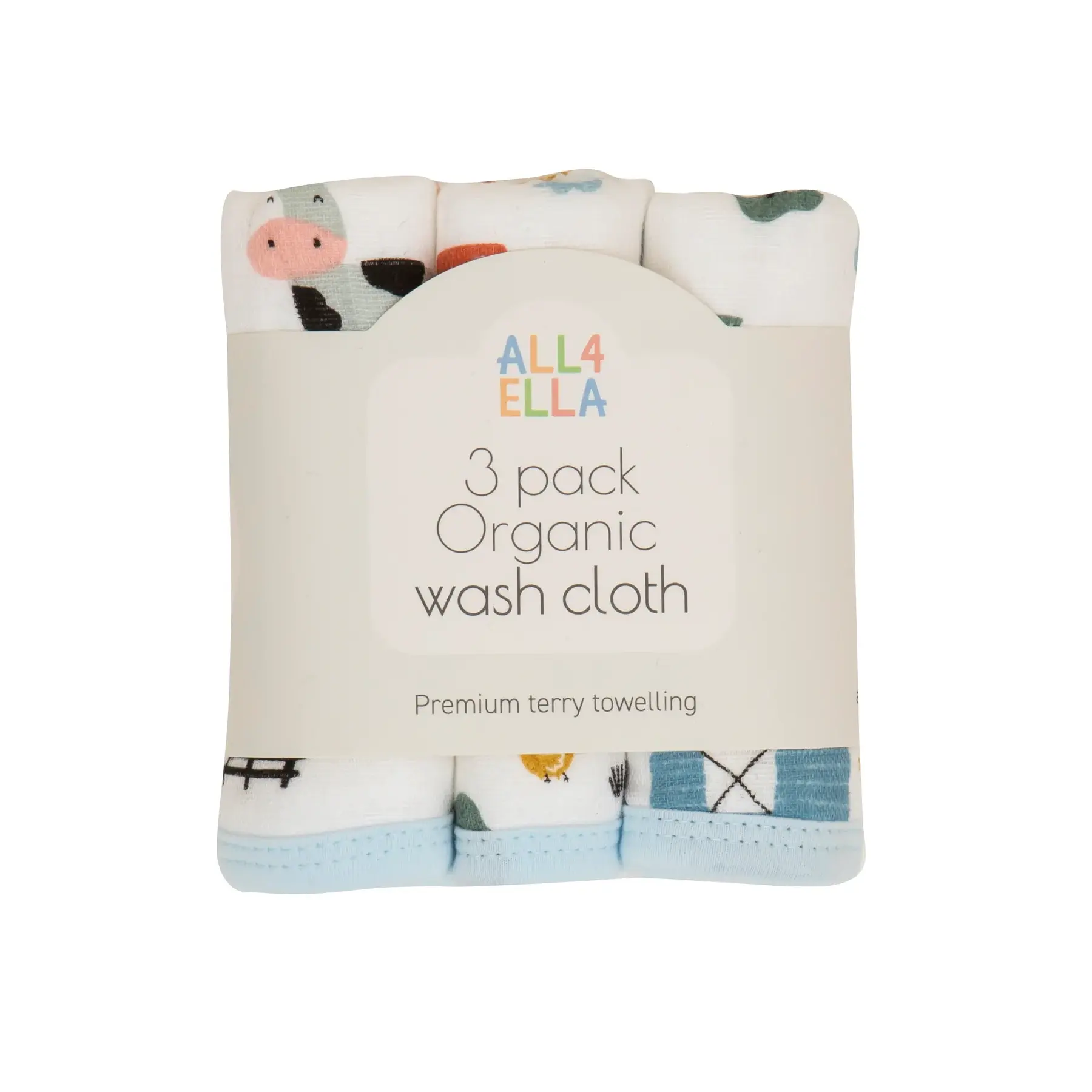 All4Ella All4Ella Face Washers 3pk Barnyard