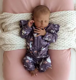 Snuggle Hunny Kids Snuggle Hunny Midnight Swan Organic Snugglesuit Convertible Romper with Frill