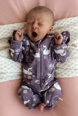 Snuggle Hunny Kids Snuggle Hunny Midnight Swan Organic Snugglesuit Convertible Romper with Frill