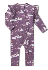 Snuggle Hunny Kids Snuggle Hunny Midnight Swan Organic Snugglesuit Convertible Romper with Frill