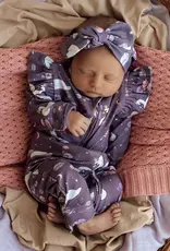 Snuggle Hunny Kids Snuggle Hunny Midnight Swan Organic Snugglesuit Convertible Romper with Frill