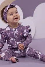 Snuggle Hunny Kids Snuggle Hunny Midnight Swan Organic Snugglesuit Convertible Romper with Frill