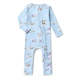 Snuggle Hunny Kids Snuggle Hunny Taking Flight Organic Snugglesuit Convertible Romper