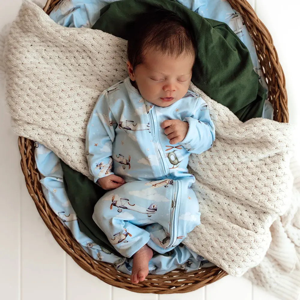 Snuggle Hunny Kids Snuggle Hunny Taking Flight Organic Snugglesuit Convertible Romper